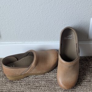 Dansko Brown Leather Footbed Clogs